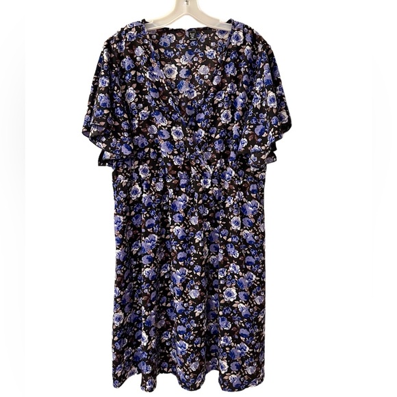 Women’s Sason Floral Blue and Black Dress - Size 3XL - NWOT - Picture 1 of 5